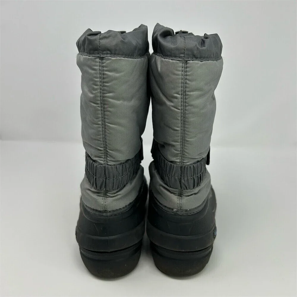 SOREL Flurry Snow Boots Boy Kids Gray Black Blue Waterproof Winter Size 3